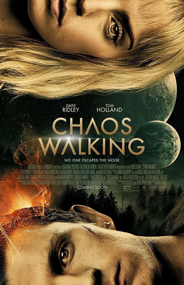 دیسی ریدلی و تام هالند در پوستر فیلم «آشوب مدام» (Chaos Walking)