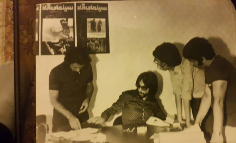 احمد غفارمنش، رضا عدل، بصیر نصیبی و عبدالله باکیده در دفتر مرکزی سینمای آزاد