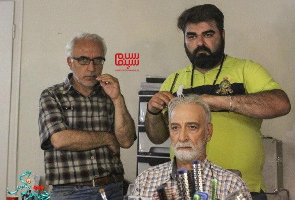 باقر پیران، محمود پاک نیت و مسعود رئیس الساداتی اسکویی در پشت صحنه سریال «دخترم نرگس»