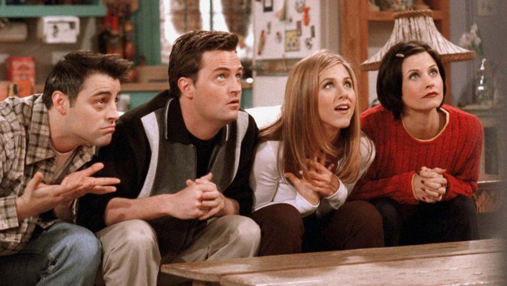 مت له بلانک، جنیفر انیستون، کورتنی کاکس و متیو پری در سریال «دوستان»(Friends)